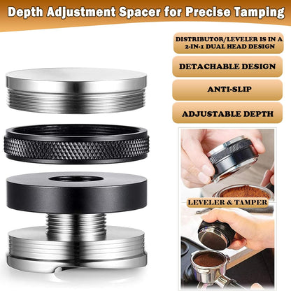 Coffee Tamper Set 24 PCS, Espresso Accessories Barista Kit,with 51mm Espresso Distributor & Tamper,wdt Tool,Frothing Pitcher,Coffee Stirrer,Tamper Mat,Espresso Tools for Espresso Coffee Machine