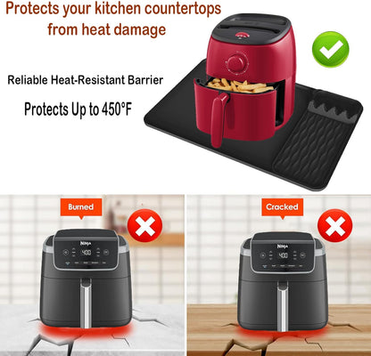 Heat Resistant Mats for Countertop,25.59''x15.75''-Hot Pad for Kitchen Countertop Protector,Silicone Air Fryer Mat with Griddle Tools Mat for Compatible with Ninja,Microwave Oven,Coffee Maker