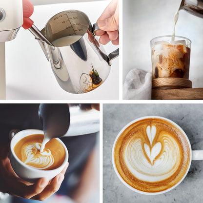 Tuni Milk Frothing Pitcher, 12oz/350ml Stainless Steel Milk Jug Steaming Cup, Milk Coffee Cappuccino Latte Art Steam Creamer Frother Pitcher