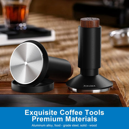 58.35mm Espresso Tamper & Magnetic WDT Tool, Barista Cofee Tamper with Spring Loaded, Anodized Aluminum Alloy Handle, Stainless Steel Corrugated Base with Cover for Portafilter Basket