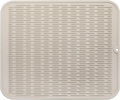 Silicone Dish Drying Mat for Multiple Usage,Easy clean,Eco-friendly,Heat-resistant Silicone Mat for Kitchen Counter or Sink,Refrigerator or Drawer Liner Tapioca XL 18 inches x 16 inches