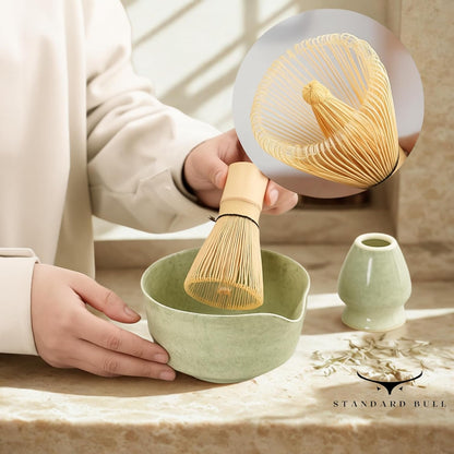 Matcha Whisk Set – Ceramic Bowl, Bamboo Chasen, Chashaku & Holder | Japanese Matcha Kit for Beginners, Traditional Matcha Set for Ceremonial Tea Preparation