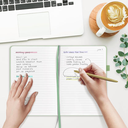 &And Per Se Lined Journal Notebook (5 Packs), 160 Pages, A5 5.7 x 8 inches College Ruled Thick Paper Notebook Journals for Writing, Hardcover Notebooks for Women Men Office School (Light Green)