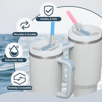 Stainless Steel Replacement Straws for Stanley Adventure Travel Tumbler (6 Straws with Tips for 40oz)