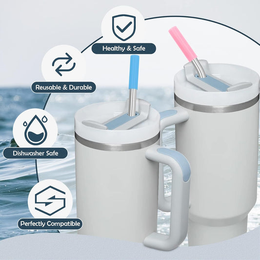 Stainless Steel Replacement Straws for Stanley Adventure Travel Tumbler (6 Straws with Tips for 40oz)