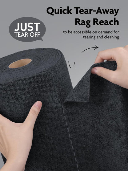 Fantasticlean Microfiber Cleaning Cloth Roll -75 Pack, Tear Away Microfiber Towels, 12" x 12", Reusable, Washable, Scratch Free, Ultra Absorbent for Car, Home Supplies (DimGray)