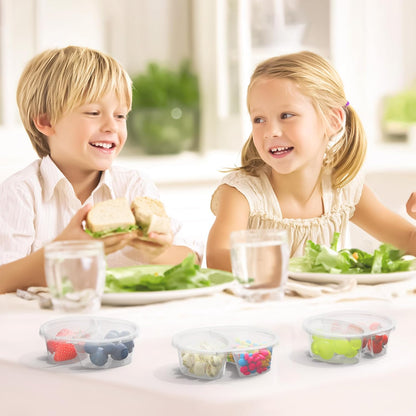 20pcs Reusable Snack Containers with Lids, 2 Compartment Snack Pack Containers for Fruits Candy Sauce Spices