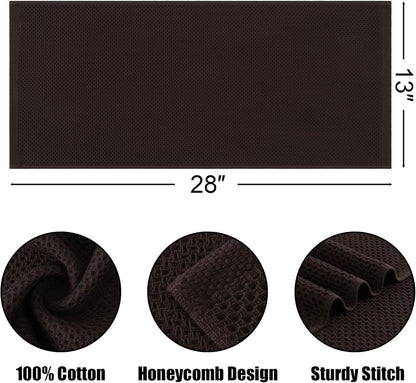 Kitinjoy 100% Cotton Waffle Weave Kitchen Towels, 8-Pack Super Soft and Absorbent Dish Towels for Drying Dishes, Kitchen Hand Towels, 13 in x 28 in, Dark Brown