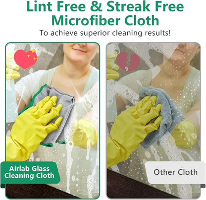 Glass Polishing Cloth Streak Free Miracle Cleaning Cloth Lint Free Microfiber Cleaning Rags for Glasses Kitchen Dish Mirrors Easy Clean, Pack of 6, 12" x 12"