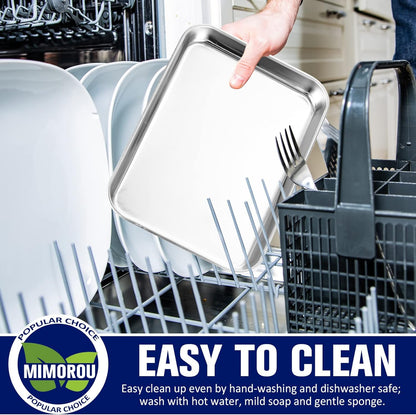 Mimorou 12 Pcs Baking Sheet Stainless Steel Cookie Small Metal Sheet Pans Professional Rectangle Oven Trays Kitchen Baking Cooking Oven and Toaster, Dishwasher Safe