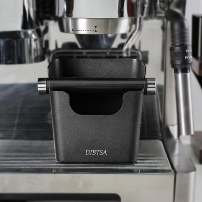 Knock Box Espresso, Stainless Steel Knock Box for Coffee Grounds, with Removable Rubber Bar and Anti-slip Pad, Small, Black
