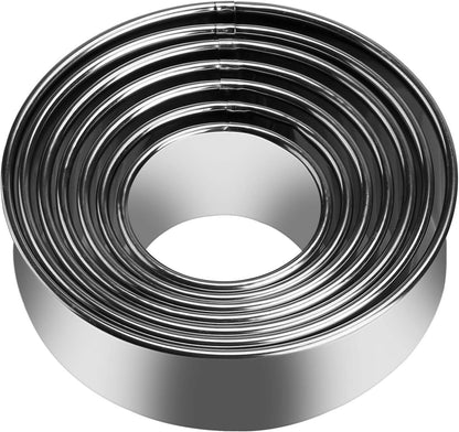 7 Pieces Stainless Steel Cookie Cutter Set Biscuit Plain Edge Round Cutters Sizes Shape Molds Ranging from 2-4.3 Inches