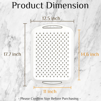 17.7" x 12.5" Anti-Slip Serving Trays with Handles, 3 Pcs X-Large Rectangular Food Serving Tray for Lap, Reusable and Durable Breakfast Tray, White