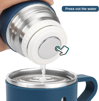 Stainless Steel Thermo 500ml/16.9oz Vacuum Insulated Bottle with Cup for Coffee Hot drink and Cold drink water flask.(Blue,Single)