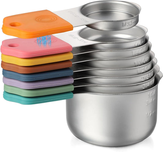 Magnetic Measuring Cups Set 8 Stainless Steel Stackable Nesting Measuring Cups for Measuring Dry and Liquid Ingredients