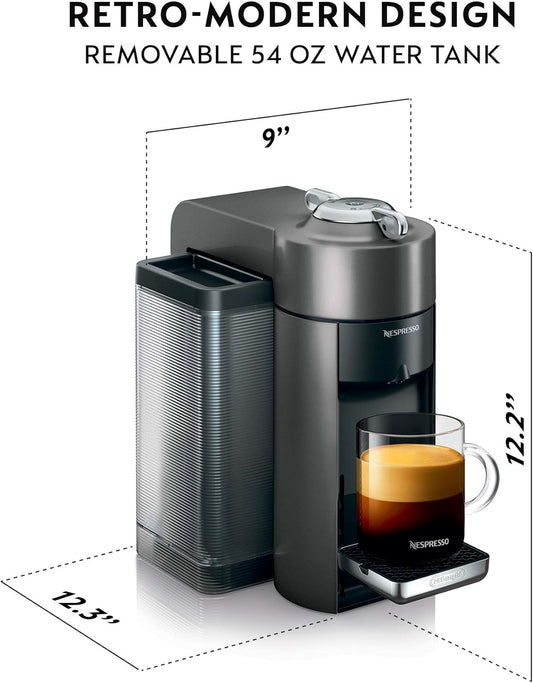 Nespresso Vertuo Coffee and Espresso Machine by De'Longhi with Milk Frother, 1000 Milliliters, Graphite Metal