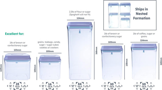 Bop Top | Airtight Meal Prep Containers with Lids | Food Storage Container Sets | Snack and Overnight Oats Fridge Organizer | Pantry and Kitchen Organization
