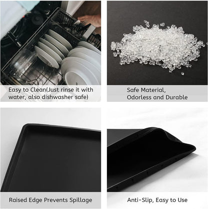 Silicone Mat Under Coffee Machine With Lip Coffee Maker Appliance Automatic Machines Espresso Accessory Black Multifunctional Rubber Base Mat (18.9 x 11.8)
