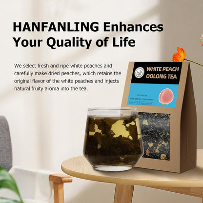 HANFANGLING White Peach Oolong Tea, Refreshing, Caffeine Alternative, Fresh Sweetness of White Peach and Aromatic Taste of Oolong Tea Loose Leaf