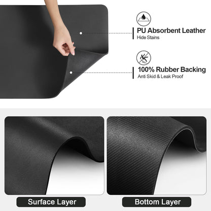 Dish Drying Mat for Kitchen Counter | Coffee Bar Mat for Countertops | Heat Resistant Drainer Mat with Non-slip Rubber Backed | Hide Stain Kitchen Absorbent Draining Mat | Black 18"x24"