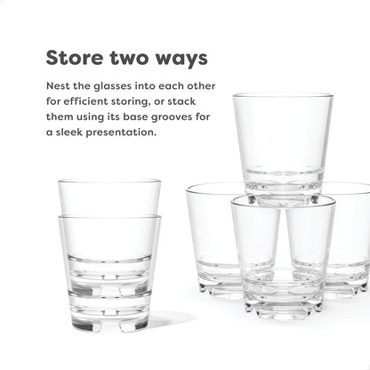 TOSSWARE RESERVE 10oz Stacking Old Fashioned, SET OF 4, Premium Quality, Dishwasher Safe & Heat Resistant Unbreakable Plastic Old Fashioned Glasses