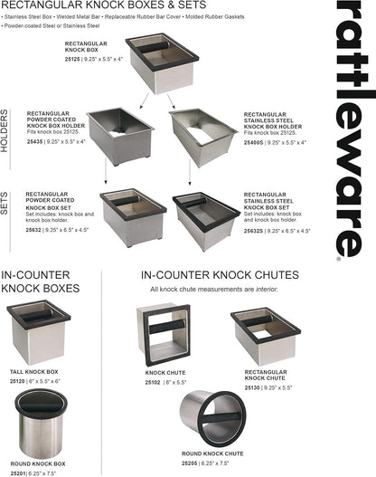 Rattleware Round Knock Box with Splash Guard - Heavy Duty Stainless Steel Construction - Ideal for Espresso Grounds Disposal - Perfect for High-Volume Espresso Bars