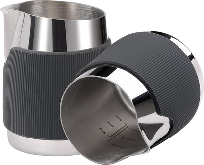 Normcore Handleless Milk Frothing Jug, Milk Pitcher 15.2 oz, Milk Frother Steamer Cup Stainless Steel Espresso Cup, Sharp Spout, Silver, 450 ml
