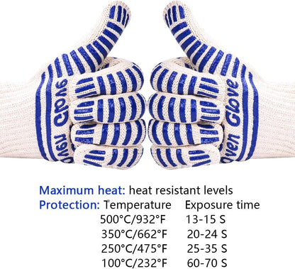 CZSYZCZS Extreme Heat Resistant Oven Gloves - 932F - Cooking Gloves for BBQ, Grilling, Baking,Cutting, Smoker Fireplace