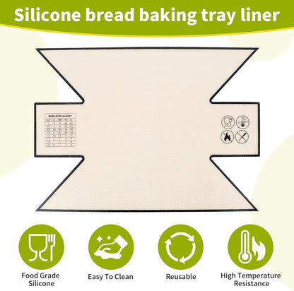 2Pcs Silicone Bread Loaf Pan Liners, Extra Thick Silicone Baking Mat for Dutch Oven, Non-Slip & Easy Clean Reusable Sourdough Bread Baking Supplie - For Bread, Cookies, Pastry (black)
