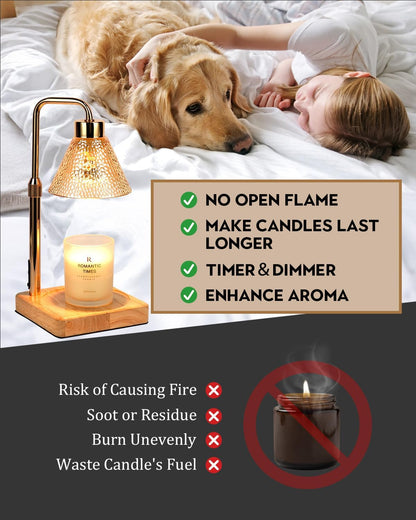 Candle Warmer Lamp with Timer Dimmable, Adjustable Height, Anniversary Women Gifts for Her Girlfriend, House Warming Gifts New Home Room Decor, Wax Warmer Lamp for Jar Candles with 2 Bulbs