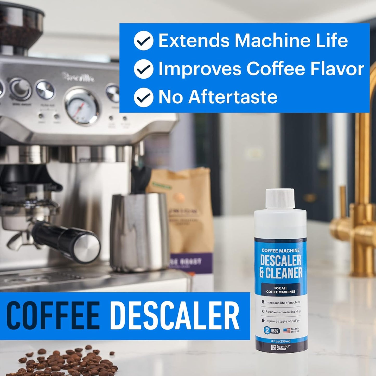 Descaling Solution (6 Uses) Coffee Machine Descaler Cleaner | Compatible with Breville Keurig Nespresso Delonghi & More | Liquid To Descale Automatic Coffee Makers & Espresso Machines 3 pack
