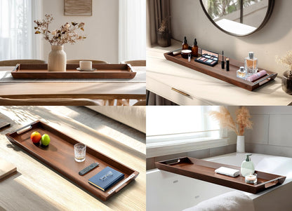 Large Acacia Wood Serving Tray with Metal Handles - 36" Long Charcuterie Board for Cheese, Meat & Appetizers - Perfect for Kitchen Use, Entertaining, BBQ Gatherings & Home Decor Display