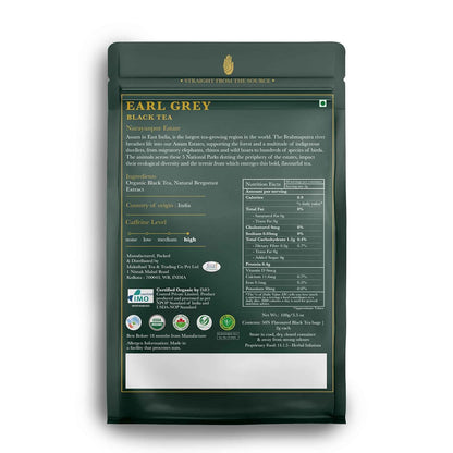 Luxmi Estates Garo Hills Organic Earl Grey Black Tea 50 Tea Bags (100gm) Pack | USDA Organic - Earl Grey Tea Bags | 100% Natural Bergamot Extracts | 50 Cups |Assam Black Tea
