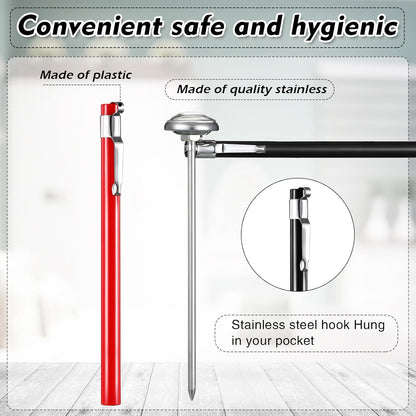 Xuhal 6 Pcs Stainless Steel Kitchen Thermometer with 5 Inch Long Stem 1 Inch Dial Thermometer Milk Frothing Food for Oven Probe Meat Grill BBQ Cooking Chocolate Water(Black, Red, White)