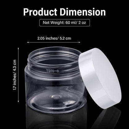 Patelai 4 Pieces Round Wide-mouth Leak Proof Plastic Container Jars with Lids for Travel Storage Makeup Beauty Products Face Creams Oils Salves Ointments DIY Making(2 Ounce,White)