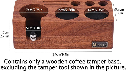 Espresso Tamping Station(58MM) Walnut wood,Espresso Coffee Anti-pressure Pad Stand, Espresso Station,Coffee Tamper Station Organizer for Countertop