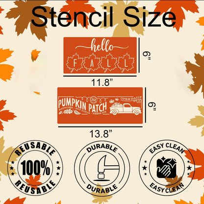 Fall Stencils for Painting on Wood Pumpkin Thanksgiving Stencil Reusable Hello Fall Stencils for Door Mats Porch Hanger Wood Sign Decor