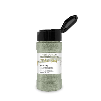 Olive Green BAKELL Edible Glitter, 45 Grams | TINKER DUST Edible Glitter | KOSHER Certified | 100% Edible Glitter | Cakes, Cupcakes, Cake Pops, Drinks, Dessert Vegan Glitter & Dusts (45g Shaker, Olive Green)
