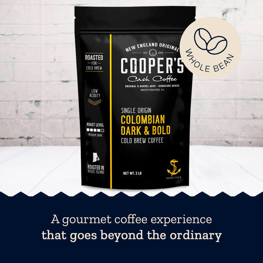 Cold Brew Coffee Colombian Reserve Single Origin Coarsely Whole Bean Coffee - 2 lb. Bag - Dark Roast