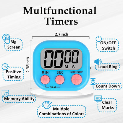 ZILLEEN Classroom Timer for Kids Teachers Digital Timers, Blue Green 6 Pack