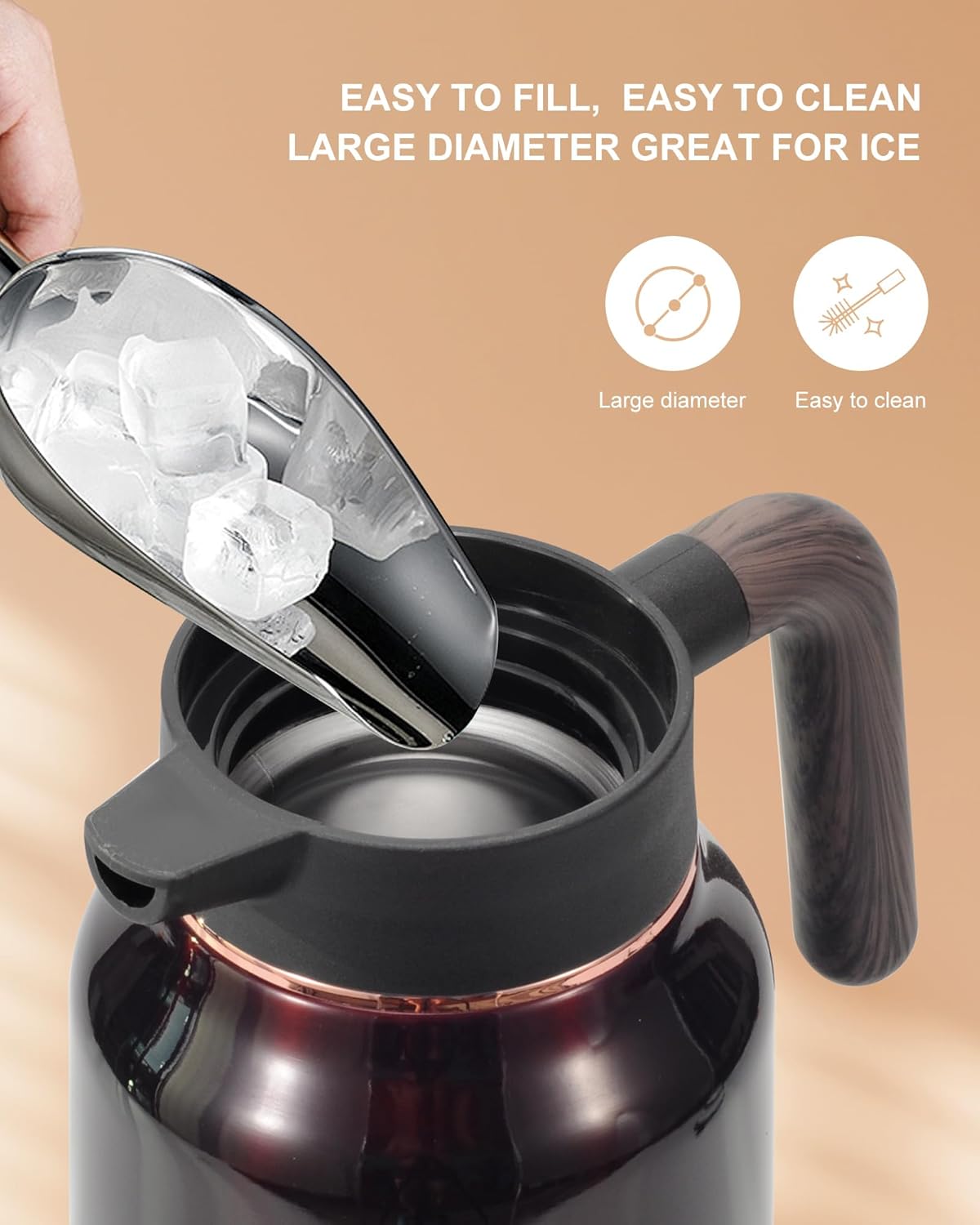 Thermal Coffee Carafe 70 oz - 36 Hour Hot Stainless Steel Carafes for Hot Liquids-Insulated Coffee Carafes For Keeping Hot/Cold Coffee, Tea, Water, Drink Dispenser for Parties(Black)