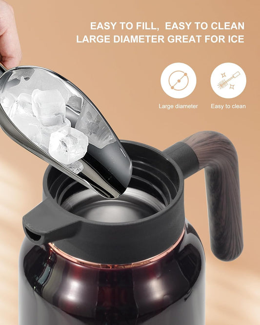 Thermal Coffee Carafe 70 oz - 36 Hour Hot Stainless Steel Carafes for Hot Liquids-Insulated Coffee Carafes For Keeping Hot/Cold Coffee, Tea, Water, Drink Dispenser for Parties(Black)