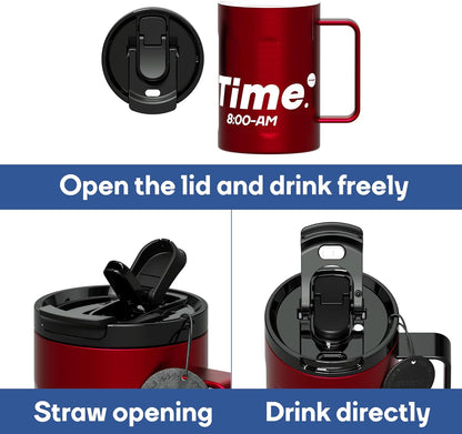 Sidagar+ 18 OZ z Stainless Steel Insulated Coffee Mug with Handle and Lid, Double Wall Vacuum Travel Mug, Tumbler Cup with Sliding Lid, Resuable Insulated Coffee Tumbler, Red
