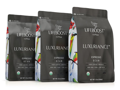 Lifeboost Organic Espresso Beans Whole - Non-GMO Low Acid Single Origin Organic Espresso Coffee - Third Party Tested For Mycotoxins & Pesticides - Whole Bean - 12 Ounces, Pack of 3