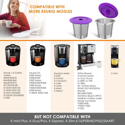 2 Pack Stianless Steel Reusable K Cups with 20 Count paper Filters, Refillable Universal Coffee Pods steel k Cups Compatible with Keurig 2.0 and 1.0 Coffee Makers(2 pack)