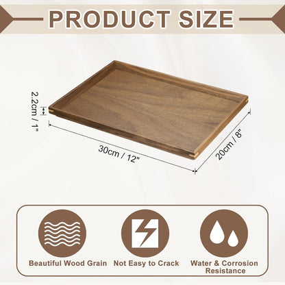uxcell Bamboo Serving Tray, 12 x 8 Inch Rectangle Wooden Trays Portable Serving Platters for Food Fruit, Snacks, Bread, Vanity, Weddings, Picnics, Brown (Inner Slant)
