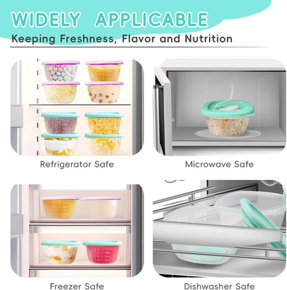 Leak-Proof Baby Food Storage Containers 8-Pack - 4oz BPA-Free Freezer & Microwave Safe Food Jars with Airtight Lids for Infants, Travel, Nurseries