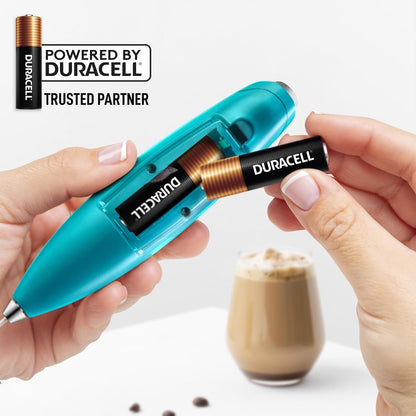 Zulay Kitchen Patented Tornado Triple Whisk Milk Frother with 4 Duracell Batteries – Handheld Foam Maker for Coffee, Lattes, Matcha & Hot Chocolate – Rich, Creamy Froth in Seconds
