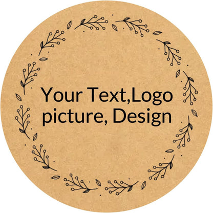 Custom Stickers Kraft Paper Labels Personalized Withe Text, Business Logo Customized Food Jars Labels Bakery Label Sticker Package Favor Canning Circle 100pcs (Style 2)