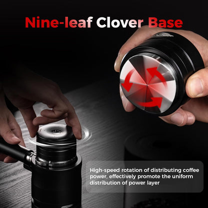 IKAPE 53.3MM Newly Upgrade Espresso Coffee Distributor, Coffee Dual-Bearing & High-Speed Distribution Tools, Adaptive Height Coffee Tamper Leveler for 54mm Portafilters